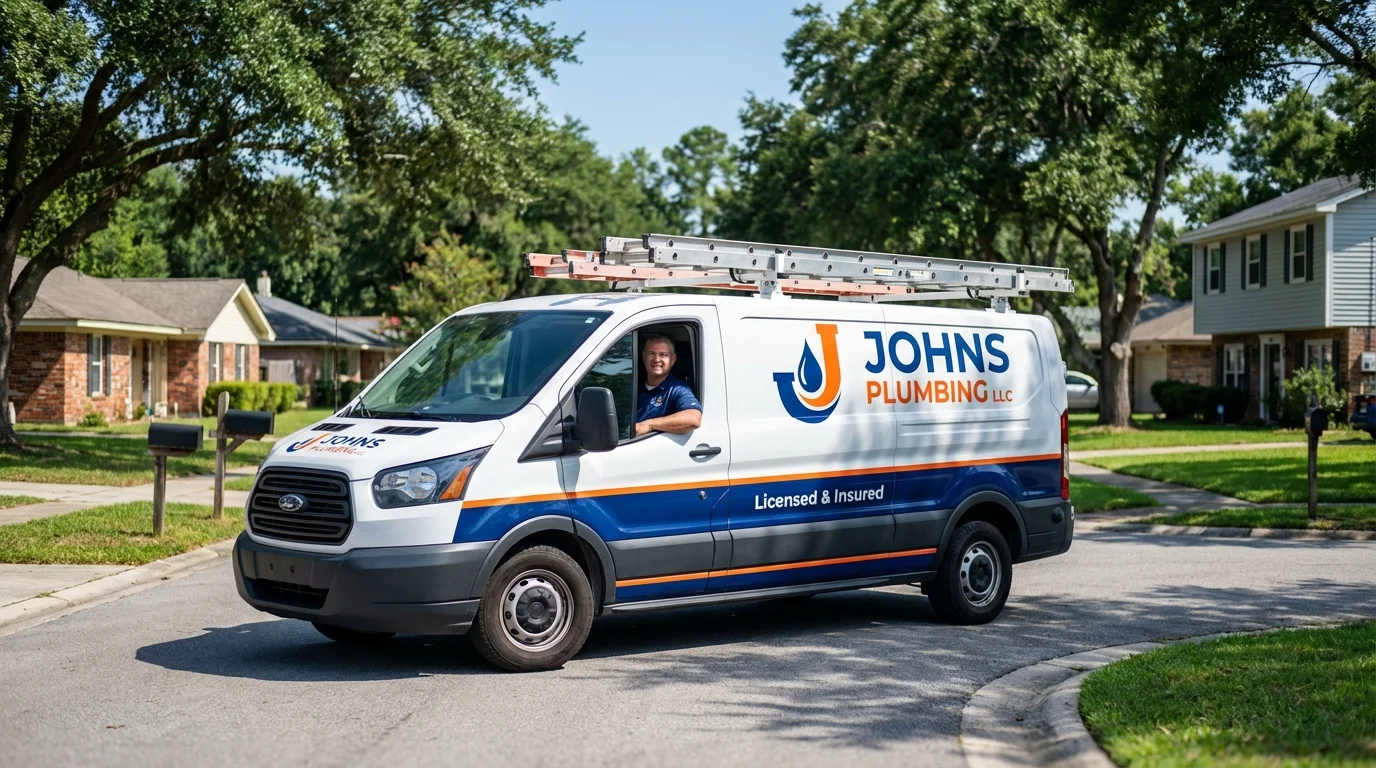 Johns Plumbing LLC service van in Richmond Hill, NY