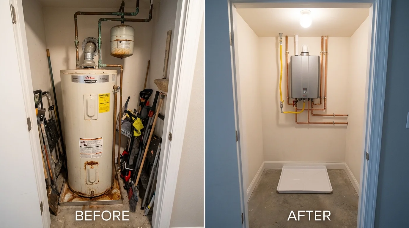 Tank water heater versus wall-mounted tankless unit comparison for Richmond Hill, NY homeowners
