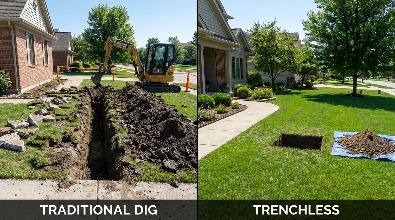 Trenchless sewer repair with minimal yard damage versus traditional excavation in Richmond Hill, NY
